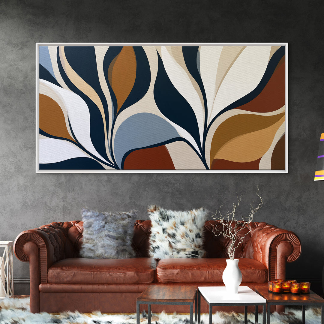 Pale Oak Botanical Line Drawing Framed Canvas Print, Scandinavian Art, Abstract Art, Living Room Decor, Oil Painting, Nordic, SCA-2x1-1