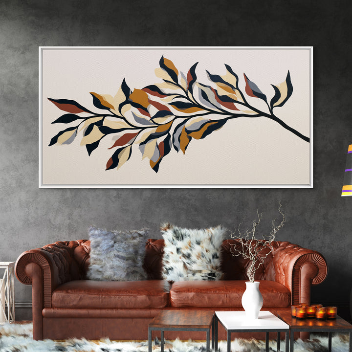 Single Black Branch on Warm White Background Canvas Print, Scandinavian Art, Fine Art Print, Living Room Decor, Nordic, SCA-2x1-16