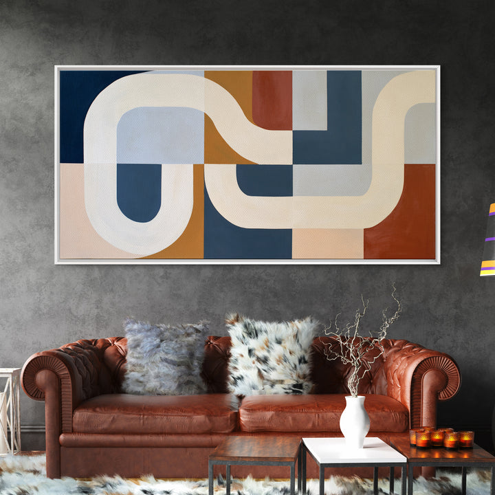 Soft Beige Geometric Abstraction Framed Canvas Print, Scandinavian Art, Digital Wall Art, Living Room Decor, Abstract Art, SCA-2x1-23