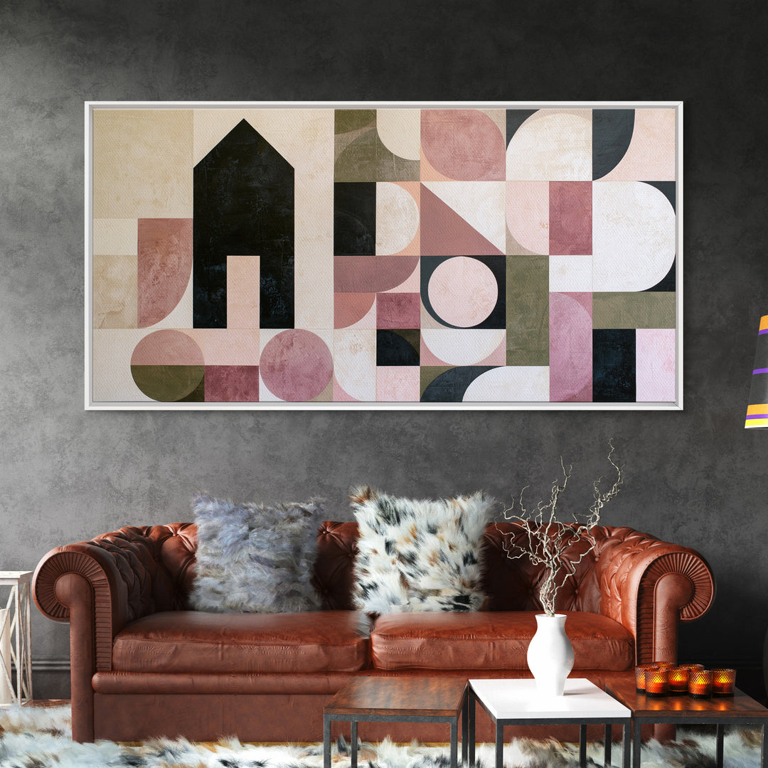 Simple Black House Shape Framed Canvas Print, Scandinavian Art, Room Decor, Living Room Decor, Nordic, Mid Century Modern, SCA-2x1-27