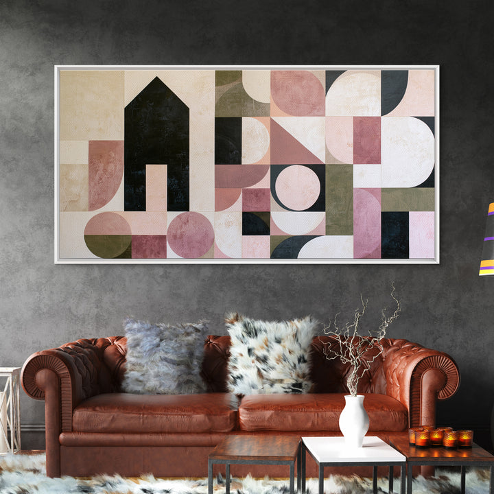 Simple Black House Shape Framed Canvas Print, Scandinavian Art, Room Decor, Living Room Decor, Nordic, Mid Century Modern, SCA-2x1-27