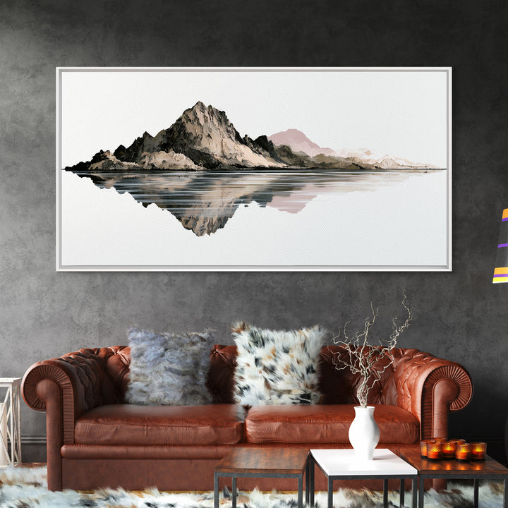Minimal Fjord Landscape Framed Canvas Print, Scandinavian Art, Printable Wall Art, Living Room Decor, Fine Art, Nordic, SCA-2x1-46