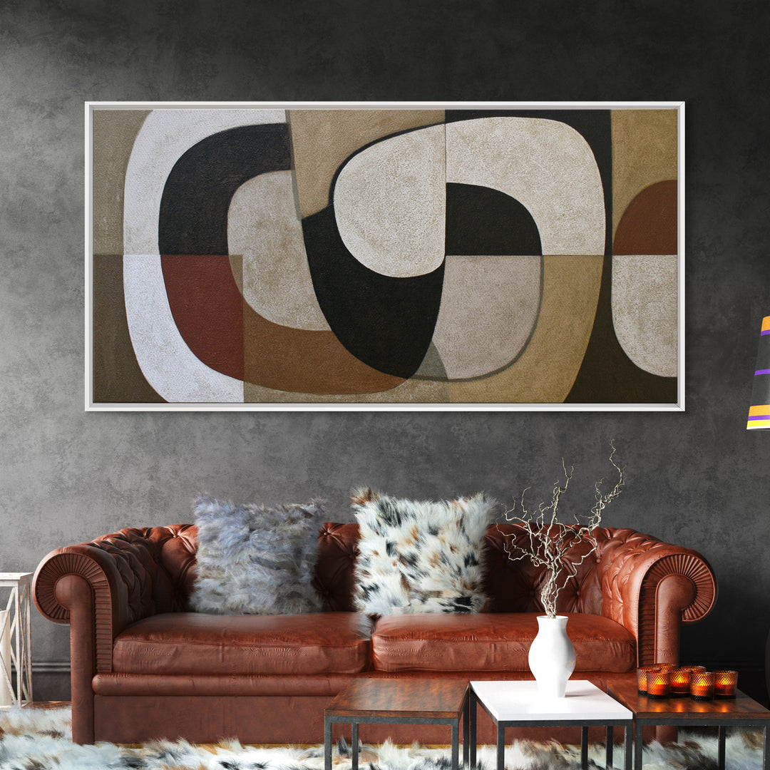 Soft Beige Geometric Abstraction Canvas Print, Scandinavian Art, Farmhouse Decor, Living Room Decor, Abstract Art, Nordic, SCA-2x1-47