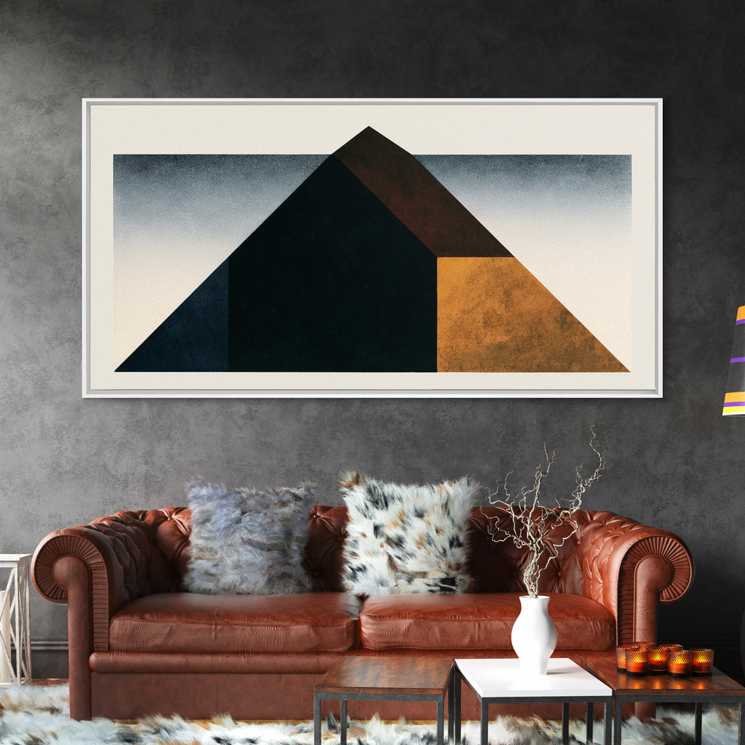 Simple Black House Shape Framed Canvas Print, Scandinavian Art, Living Room Decor, Abstract Art, Nordic, Gallery Decor, SCA-2x1-51