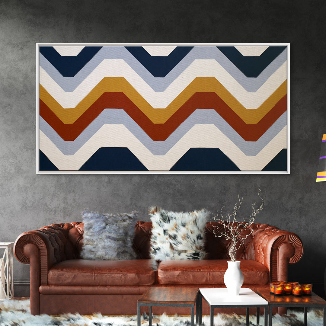 Scandinavian Textile Pattern Framed Canvas Print, Scandinavian Art, Mid Century Modern, Living Room Decor, Oil Painting, Nordic, SCA-2x1-60