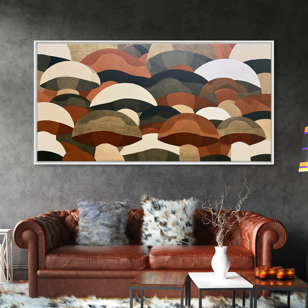 Simple Mushroom and Moss Forest Study Canvas Print, Scandinavian Art, Original Painting, Living Room Decor, Fine Art, Nordic, SCA-2x1-68