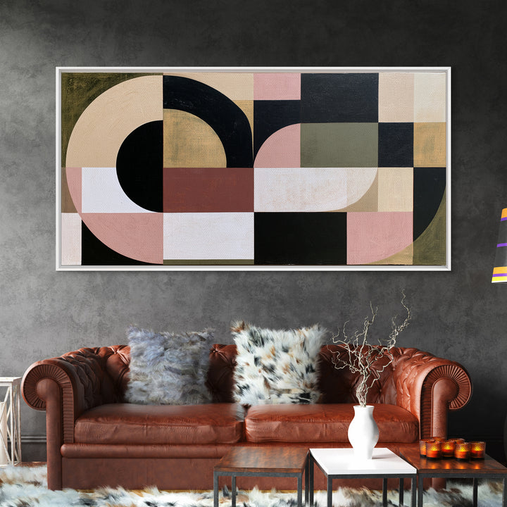 Soft Beige Geometric Abstraction Canvas Print, Scandinavian Art, Modern Art, Living Room Decor, Fine Art, Nordic, SCA-2x1-71