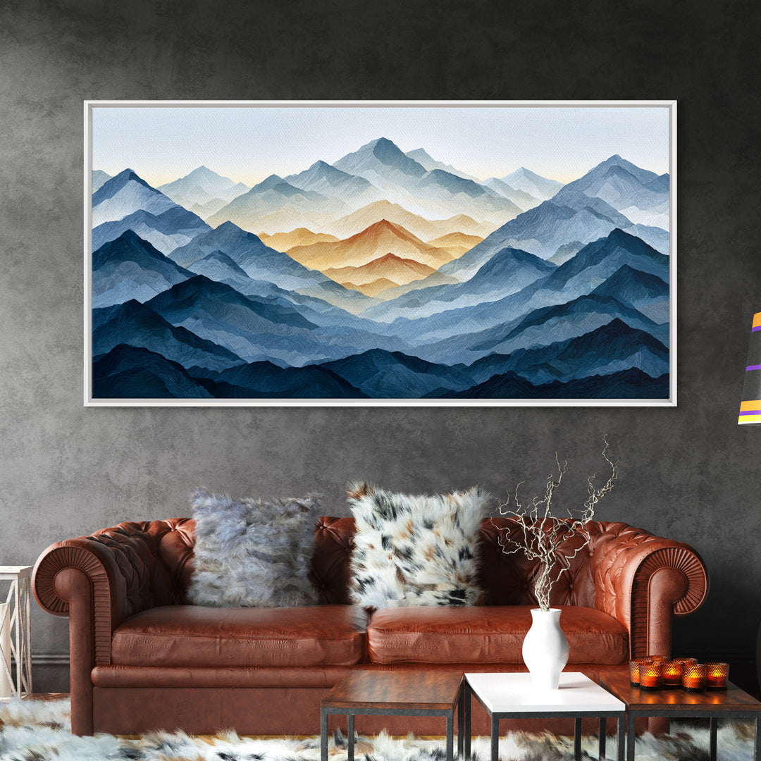 Muted Mountain Layers Canvas Print, Scandinavian Art, Farmhouse Decor, Living Room Decor, Fine Art, Nordic, Gallery Decor, SCA-2x1-76