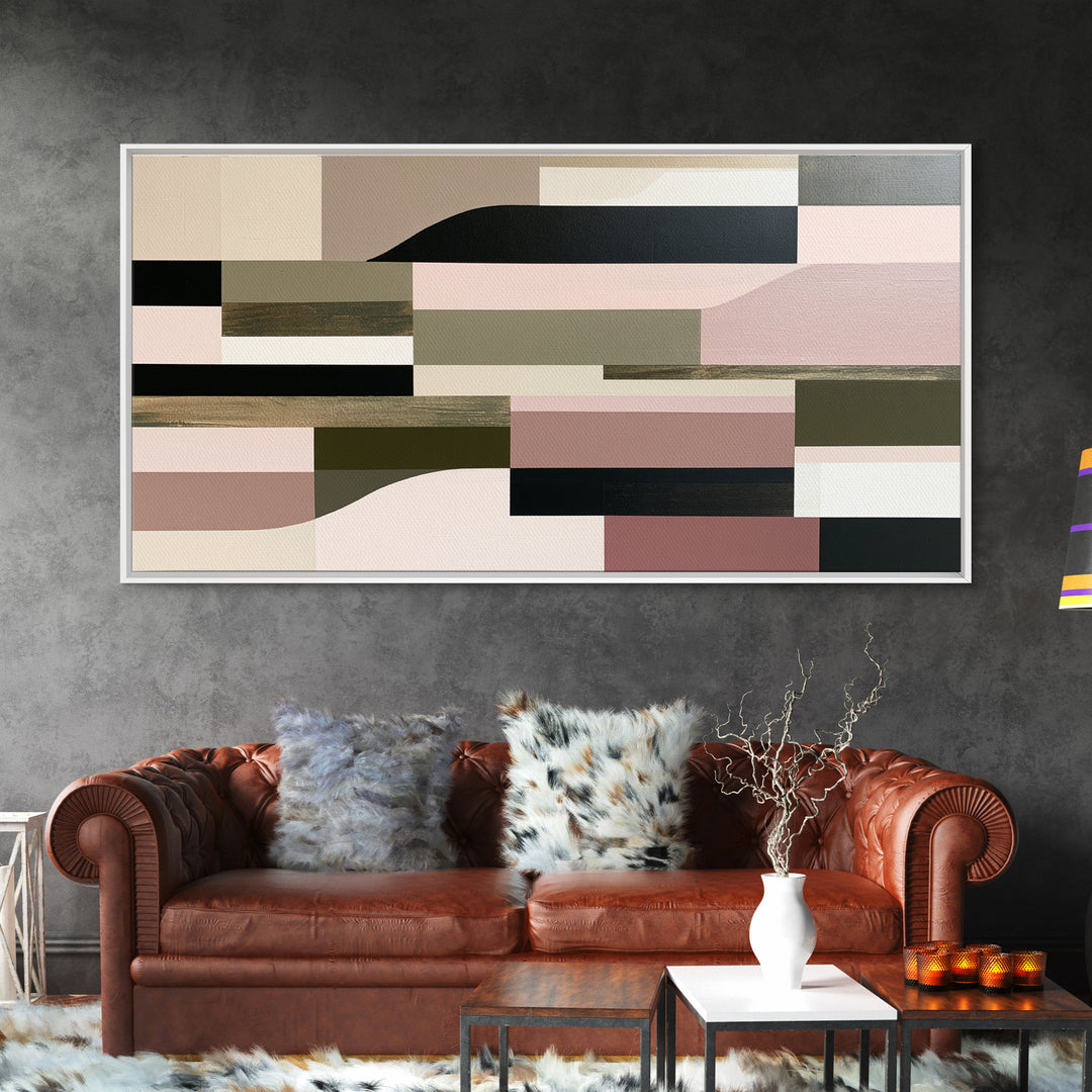 Calm Lake Dock Framed Canvas Print, Scandinavian Art, Living Room Decor, Oil Painting, Nordic, Abstract Wall Art, SCA-2x1-83