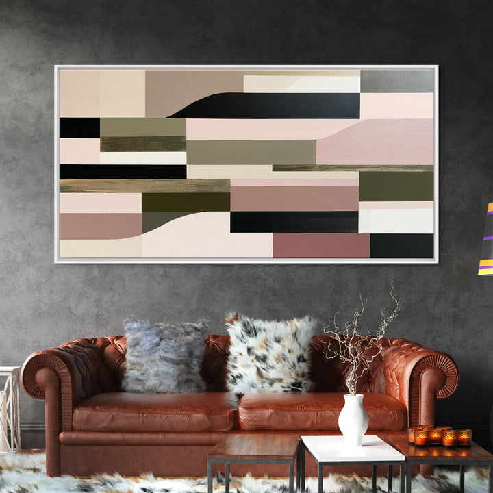 Calm Lake Dock Framed Canvas Print, Scandinavian Art, Living Room Decor, Oil Painting, Nordic, Abstract Wall Art, SCA-2x1-83