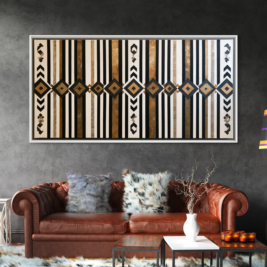 Scandinavian Textile Pattern Framed Canvas Print, Scandinavian Art, Abstract Wall Art, Living Room Decor, Fine Art, Nordic, SCA-2x1-84