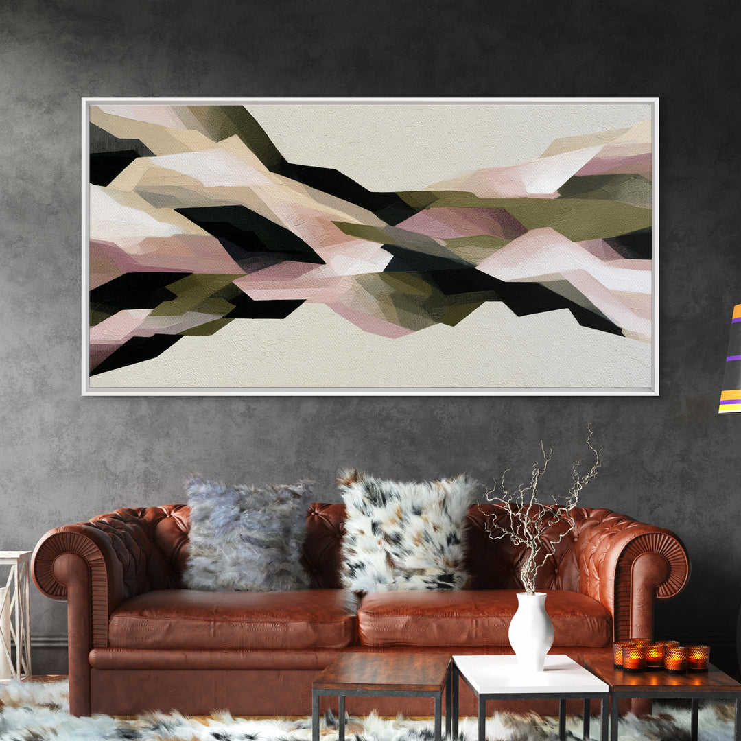 Winter Cabin Smoke Framed Canvas Print, Scandinavian Art, Oil Painting, Living Room Decor, Fine Art, Nordic, Boho Wall Decor, SCA-2x1-86