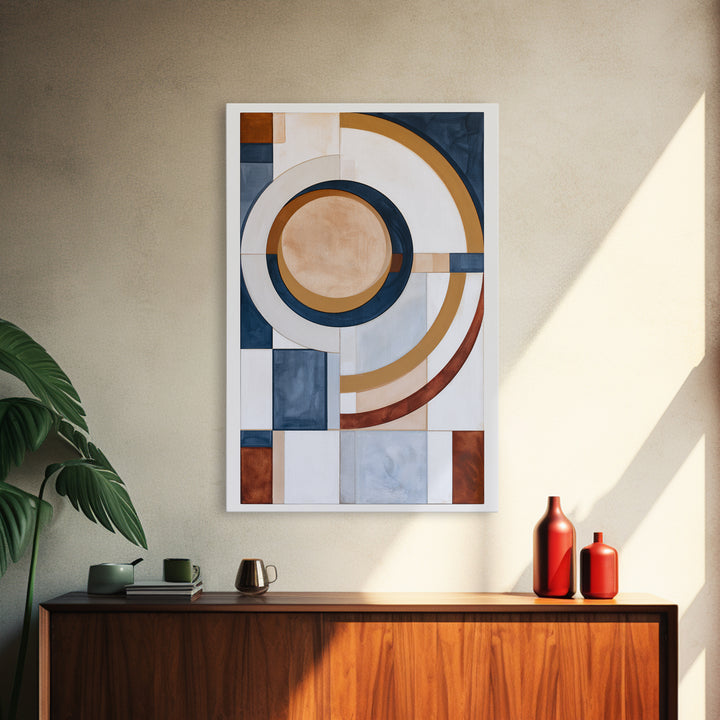 Minimal Sun over Pine Forest Framed Canvas Print, Scandinavian Art, Canvas Art, Living Room Decor, Oil Painting, Nordic, SCA-2x3-1