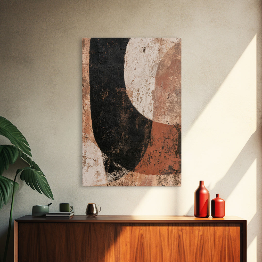 Minimal Sun over Pine Forest Framed Canvas Print, Scandinavian Art, Canvas Art, Living Room Decor, Oil Painting, Nordic, SCA-2x3-25