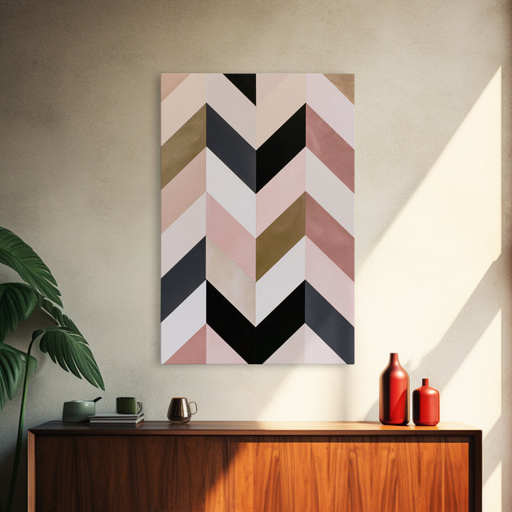 Herringbone Monochrome Pattern Framed Canvas Print, Scandinavian Art, Decor, Living Room Decor, Fine Art, Nordic, Printable Art, SCA-2x3-30