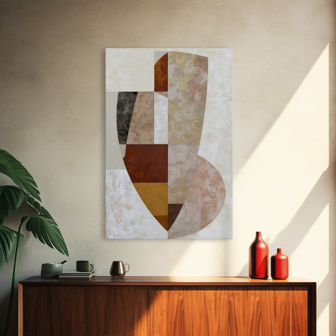 Soft Beige Geometric Abstraction Canvas Print, Scandinavian Art, Boho Wall Art, Living Room Decor, Abstract Art, Nordic, SCA-2x3-35