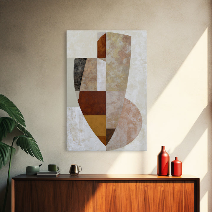 Soft Beige Geometric Abstraction Canvas Print, Scandinavian Art, Boho Wall Art, Living Room Decor, Abstract Art, Nordic, SCA-2x3-35