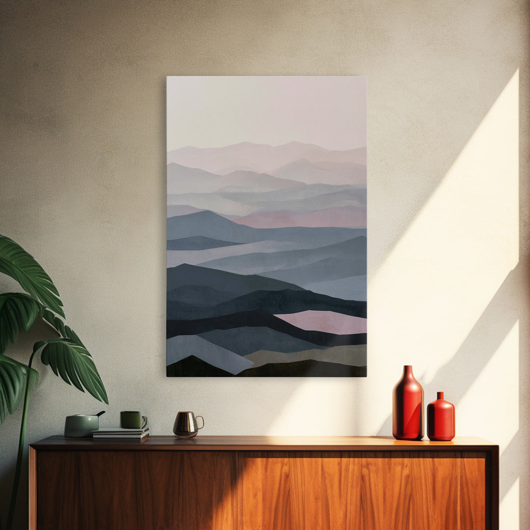 Muted Mountain Layers Canvas Print, Scandinavian Art, Christmas Decor, Living Room Decor, Fine Art, Nordic, Wall Art Print, SCA-2x3-40