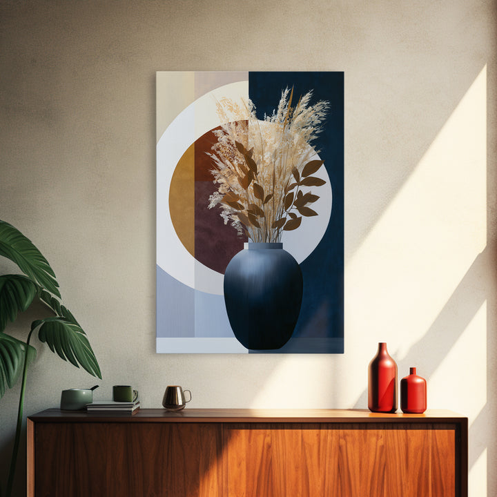 Ceramic Vase with Dried Grasses Canvas Print, Scandinavian Art, Boho Wall Art, Living Room Decor, Nordic, Modern Decor, SCA-2x3-45