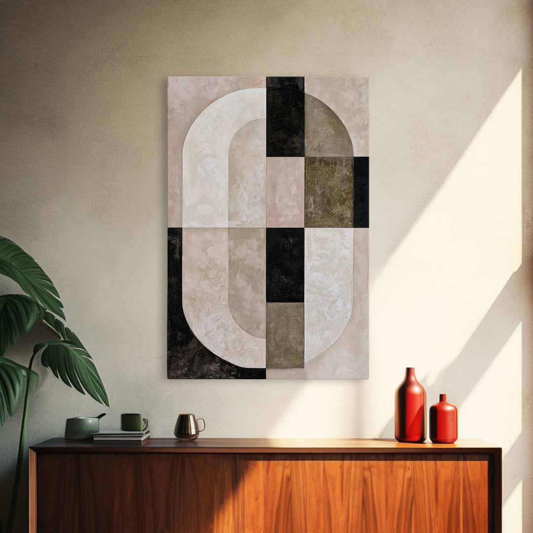 Abstract Arch Shapes Framed Canvas Print, Scandinavian Art, Mid Century Modern, Living Room Decor, Nordic, Boho Wall Art, SCA-2x3-46