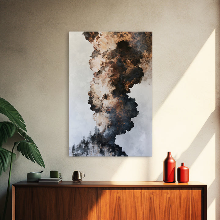 Winter Cabin Smoke Canvas Print, Scandinavian Art, Christmas Decor, Living Room Decor, Fine Art, Nordic, Wall Art Print, SCA-2x3-50