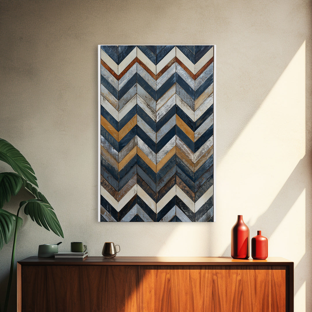 Herringbone Monochrome Pattern Canvas Print, Scandinavian Art, Original Painting, Living Room Decor, Fine Art, Nordic, SCA-2x3-54