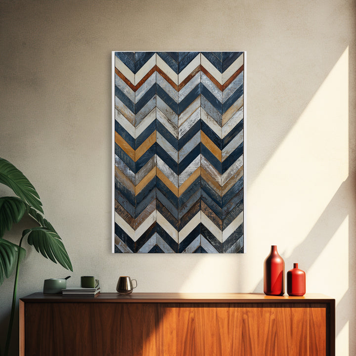 Herringbone Monochrome Pattern Canvas Print, Scandinavian Art, Original Painting, Living Room Decor, Fine Art, Nordic, SCA-2x3-54