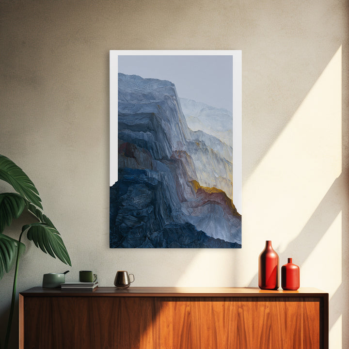 Muted Mountain Layers Framed Canvas Print, Scandinavian Art, Abstract Art, Living Room Decor, Nordic, Abstract Painting, SCA-2x3-64