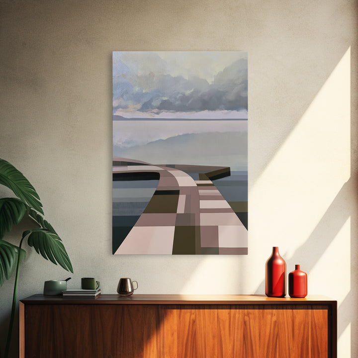 Calm Lake Dock Canvas Print, Scandinavian Art, Modern Art, Living Room Decor, Oil Painting, Nordic, Contemporary Art, SCA-2x3-71