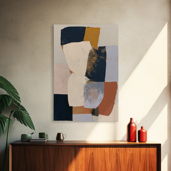 Soft Beige Geometric Abstraction Framed Canvas Print, Scandinavian Art, Room Decor, Living Room Decor, Fine Art, Nordic, SCA-2x3-83