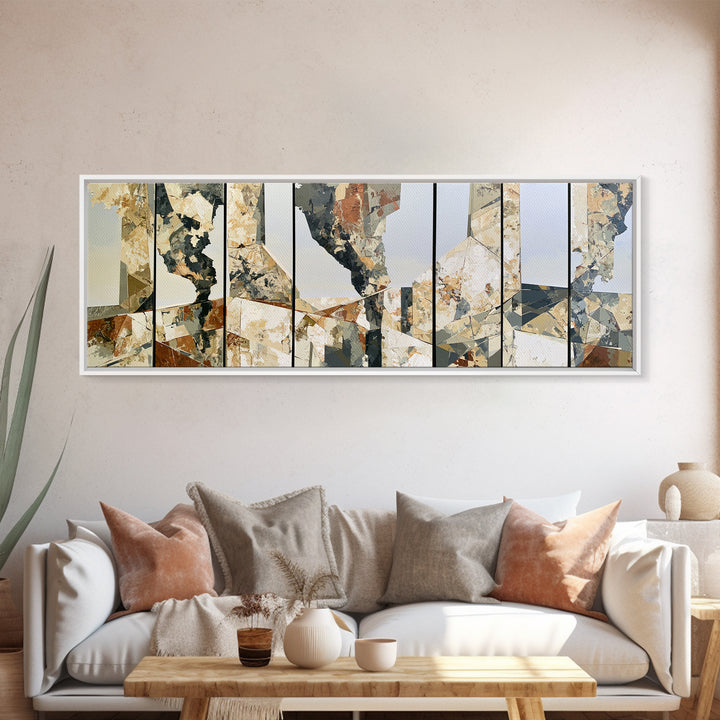 Winter Cabin Smoke Canvas Print, Scandinavian Art, Printable Art, Living Room Decor, Abstract Art, Nordic, Modern Art, SCA-3x1-34