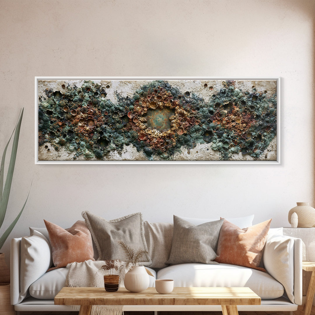 Simple Mushroom and Moss Forest Study Canvas Print, Scandinavian Art, Modern Decor, Living Room Decor, Oil Painting, Nordic, SCA-3x1-40