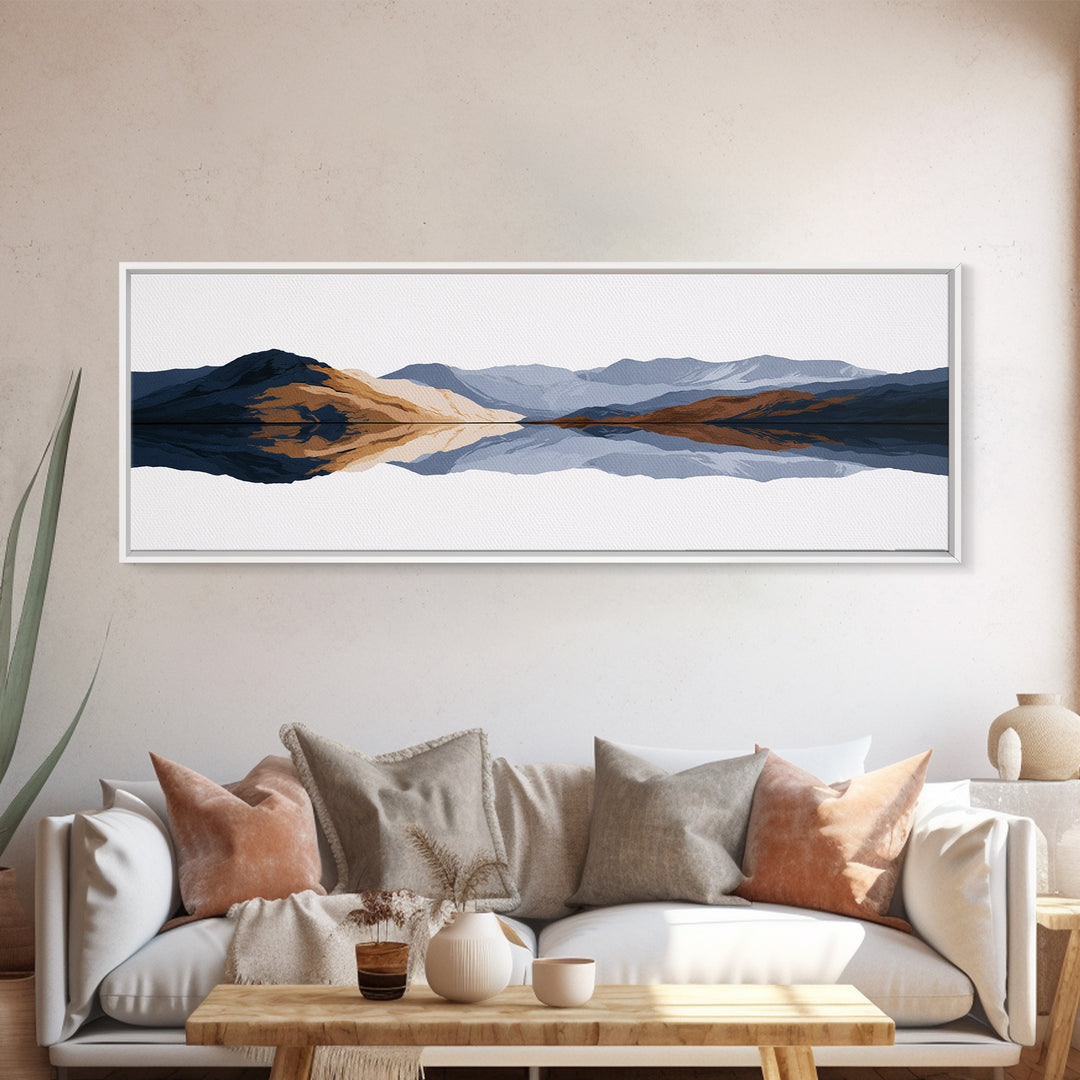 Minimal Fjord Landscape Canvas Print, Scandinavian Art, Boho Decor, Living Room Decor, Fine Art, Nordic, Luxury Decor, SCA-3x1-42
