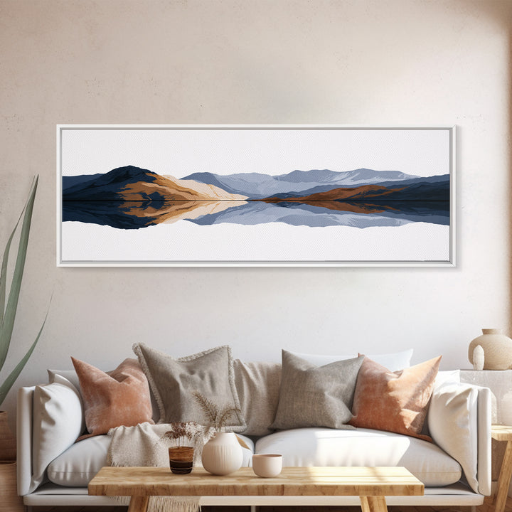 Minimal Fjord Landscape Canvas Print, Scandinavian Art, Boho Decor, Living Room Decor, Fine Art, Nordic, Luxury Decor, SCA-3x1-42