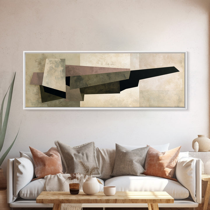 Soft Beige Geometric Abstraction Canvas Print, Scandinavian Art, Original Painting, Living Room Decor, Abstract Art, Nordic, SCA-3x1-43