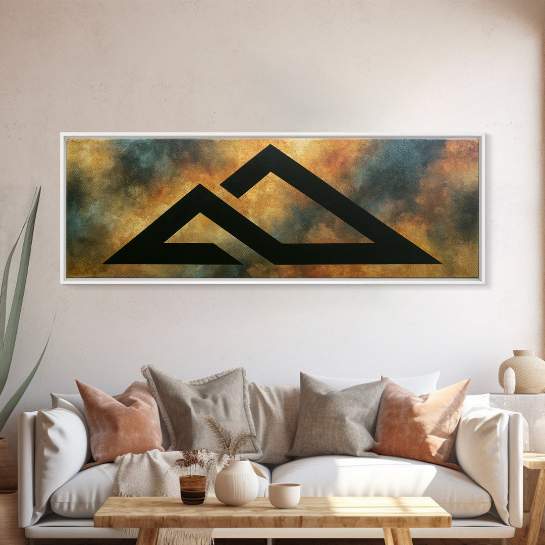 Simple Black House Shape Framed Canvas Print, Scandinavian Art, Oil Painting, Living Room Decor, Nordic, Boho Wall Decor, SCA-3x1-47