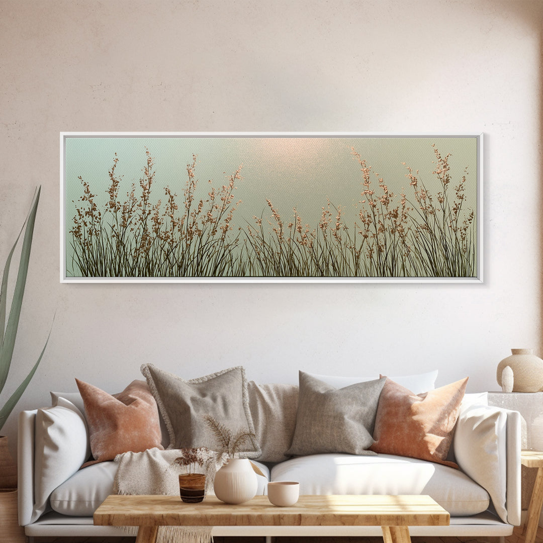 Minimal Meadow Flowers Canvas Print, Scandinavian Art, Boho Wall Art, Living Room Decor, Fine Art, Nordic, Modern Decor, SCA-3x1-50