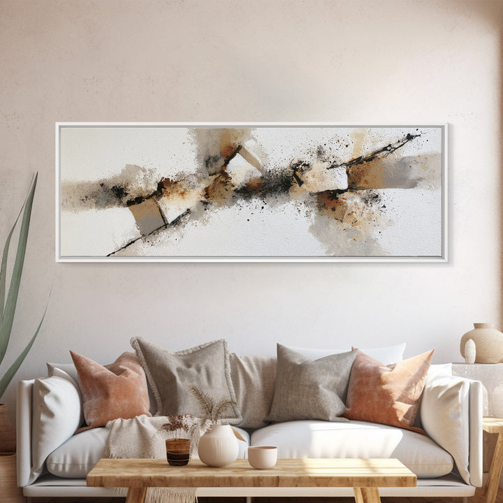 Soft Wool Texture Abstract Framed Canvas Print, Scandinavian Art, Mid Century Modern, Living Room Decor, Abstract Art, Nordic, SCA-3x1-59