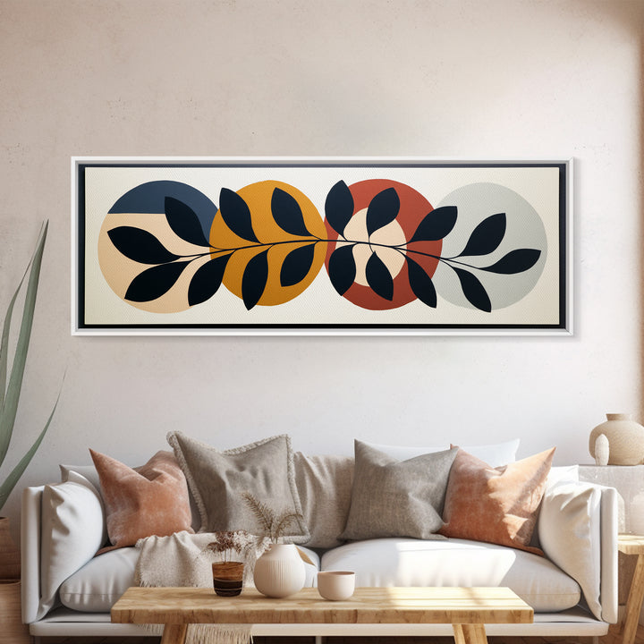 Single Black Branch on Warm White Background Framed Canvas Print, Scandinavian Art, Room Decor, Living Room Decor, Oil Painting, SCA-3x1-60