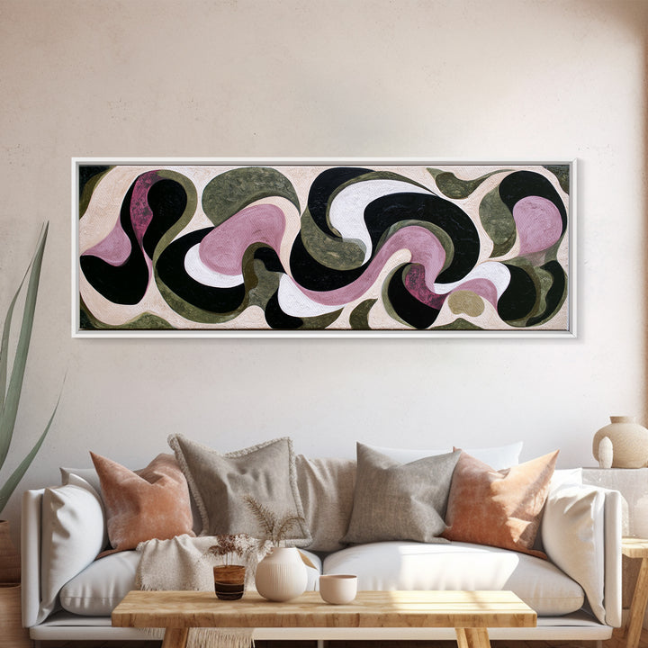 Simple Mushroom and Moss Forest Study Framed Canvas Print, Scandinavian Art, Textured Painting, Living Room Decor, Nordic, SCA-3x1-64