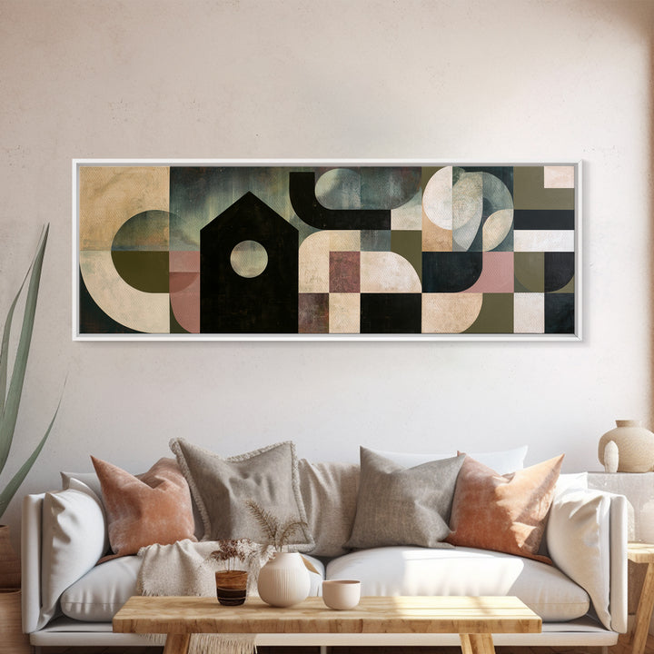 Simple Black House Shape Canvas Print, Scandinavian Art, Printable Art, Living Room Decor, Fine Art, Nordic, Modern Art, SCA-3x1-71