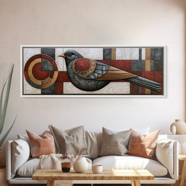 Nordic Folk Bird Canvas Print, Scandinavian Art, Farmhouse Decor, Living Room Decor, Fine Art, Nordic, Gallery Decor, SCA-3x1-75