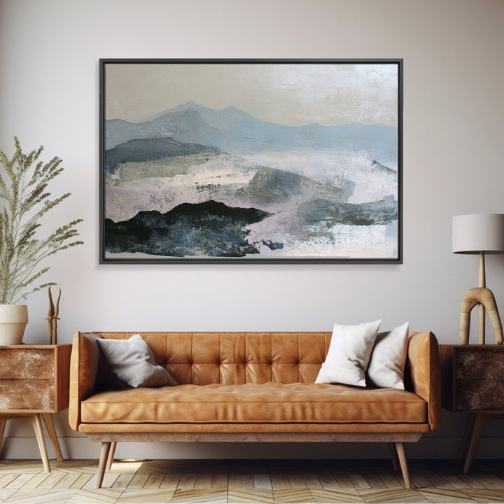 Muted Mountain Layers Canvas Print, Scandinavian Art, Neutral Decor, Living Room Decor, Oil Painting, Nordic, Wall Decor, SCA-3x2-12