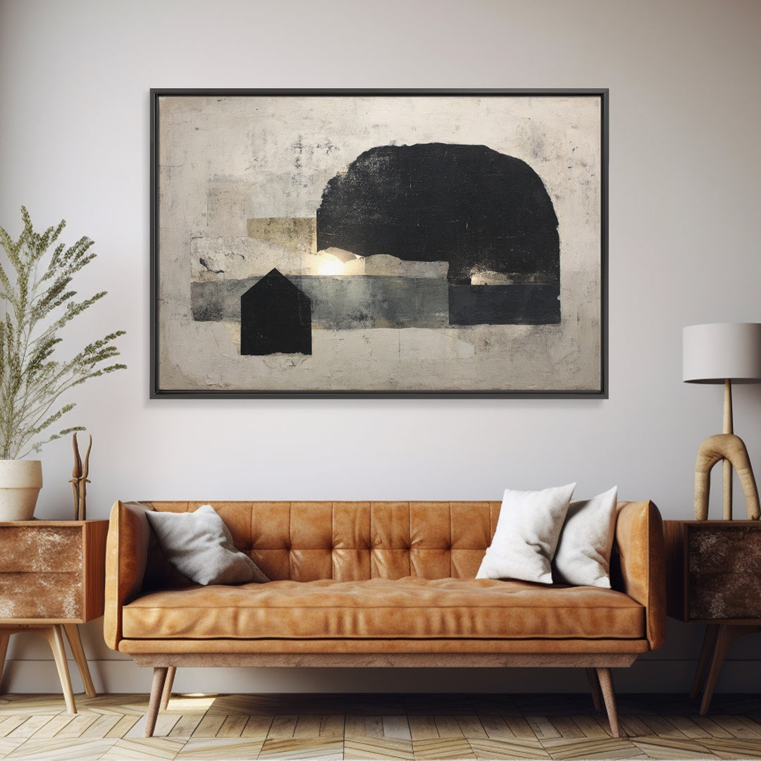 Minimal Meadow Flowers Framed Canvas Print, Scandinavian Art, Living Room Decor, Oil Painting, Nordic, Gallery Decor, SCA-3x2-14