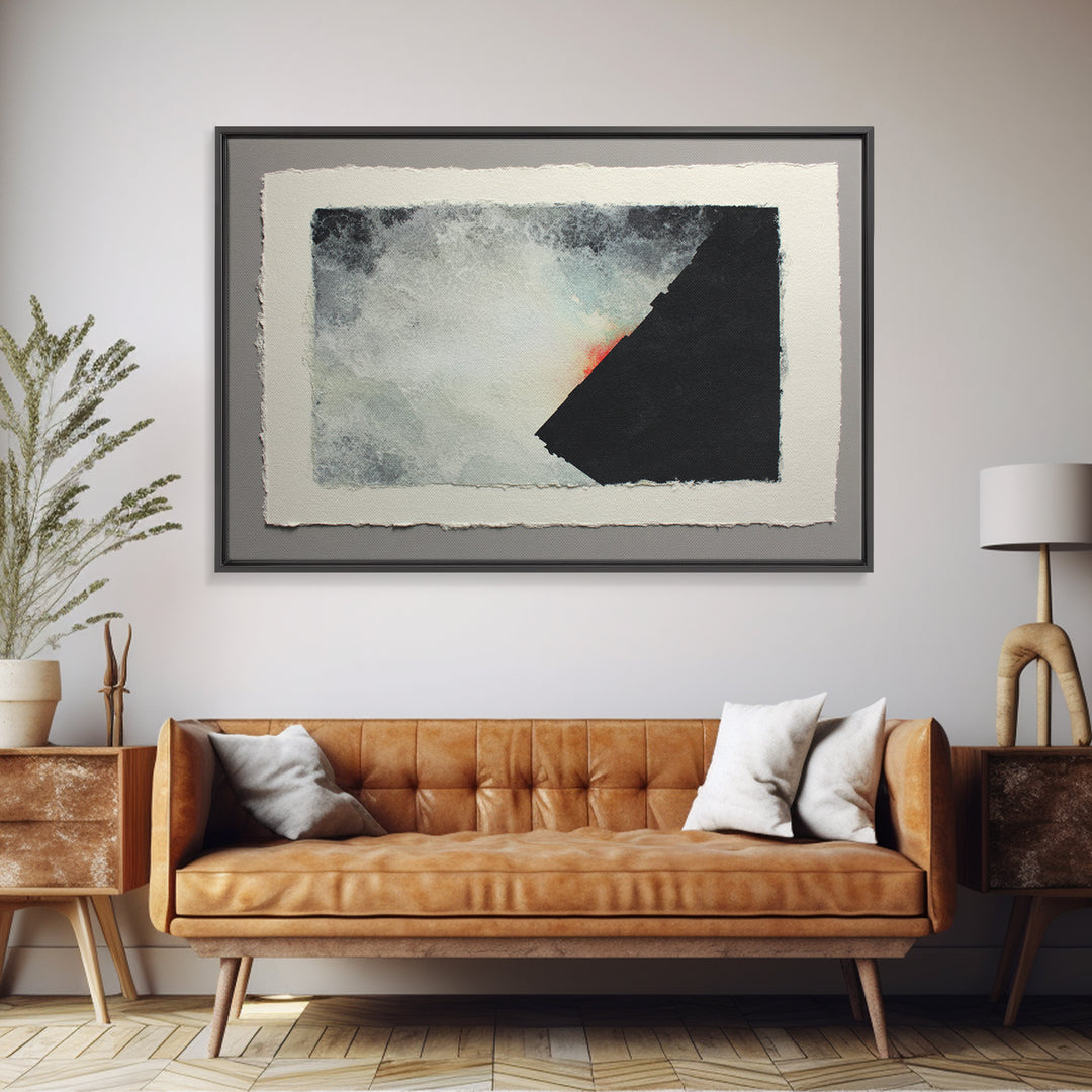 Herringbone Monochrome Pattern Framed Canvas Print, Scandinavian Art, Canvas Art, Living Room Decor, Fine Art, Nordic, SCA-3x2-2