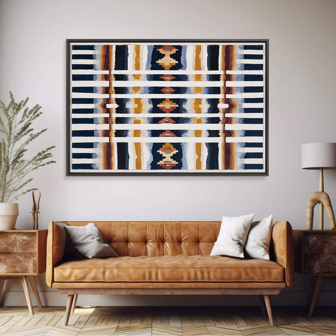 Scandinavian Textile Pattern Framed Canvas Print, Scandinavian Art, Fine Art Print, Living Room Decor, Fine Art, Nordic, SCA-3x2-20
