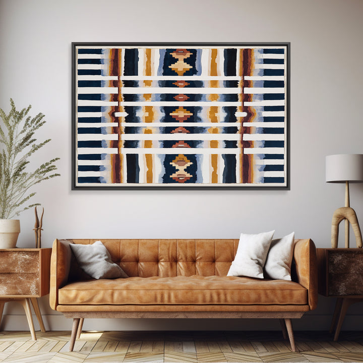 Scandinavian Textile Pattern Framed Canvas Print, Scandinavian Art, Fine Art Print, Living Room Decor, Fine Art, Nordic, SCA-3x2-20