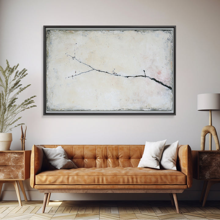 Single Black Branch on Warm White Background Canvas Print, Scandinavian Art, Statement Artwork, Living Room Decor, Nordic, SCA-3x2-24