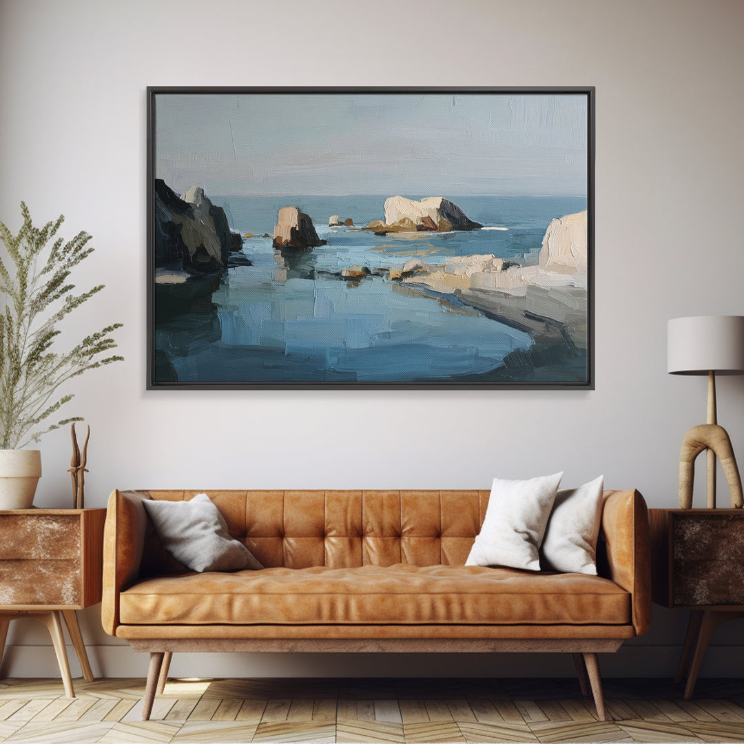 Muted Mountain Layers Framed Canvas Print, Scandinavian Art, Room Decor, Living Room Decor, Nordic, Mid Century Modern, SCA-3x2-36