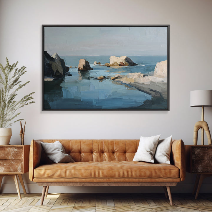 Muted Mountain Layers Framed Canvas Print, Scandinavian Art, Room Decor, Living Room Decor, Nordic, Mid Century Modern, SCA-3x2-36